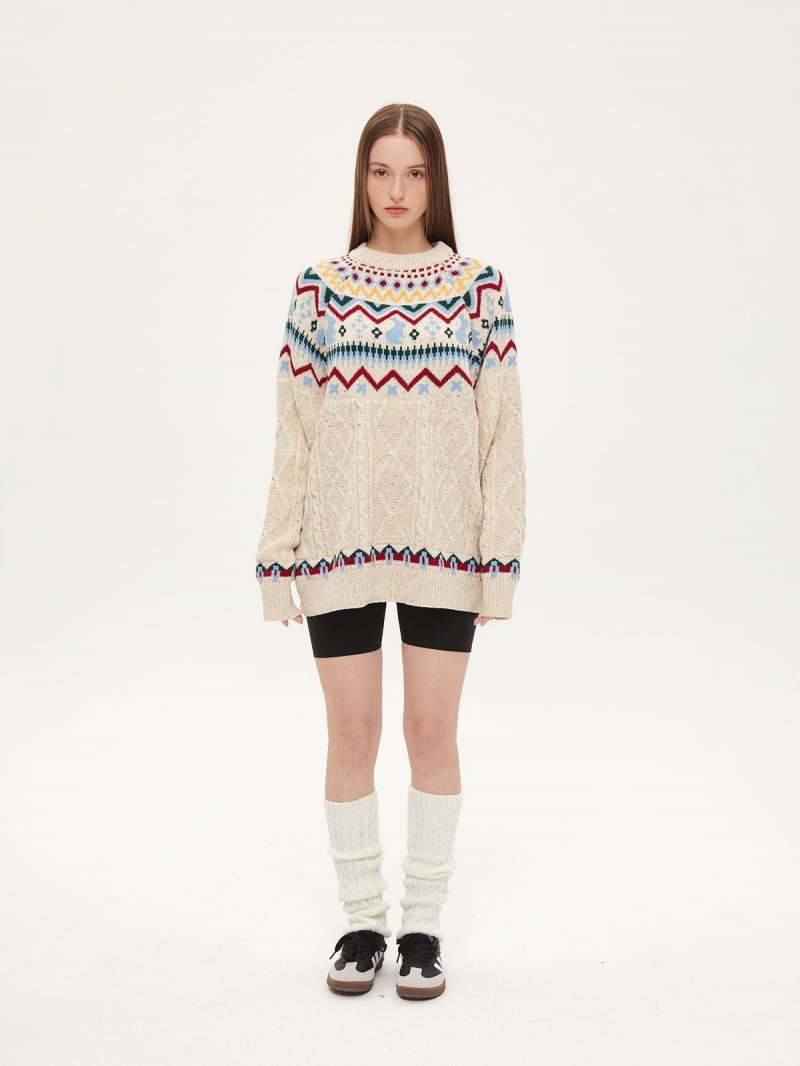 Chandails Aelfric Eden Fair Isle Tricoté Abricot | AWN-46197730